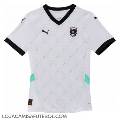 Camisa de Futebol Áustria Equipamento Secundário Mulheres Europeu 2024 Manga Curta